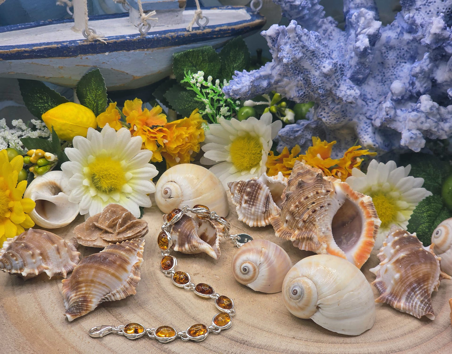 Bracciale in Ambra naturale e argento