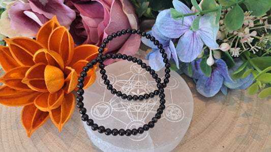 Bracciale tormalina nera 4mm pietra naturale