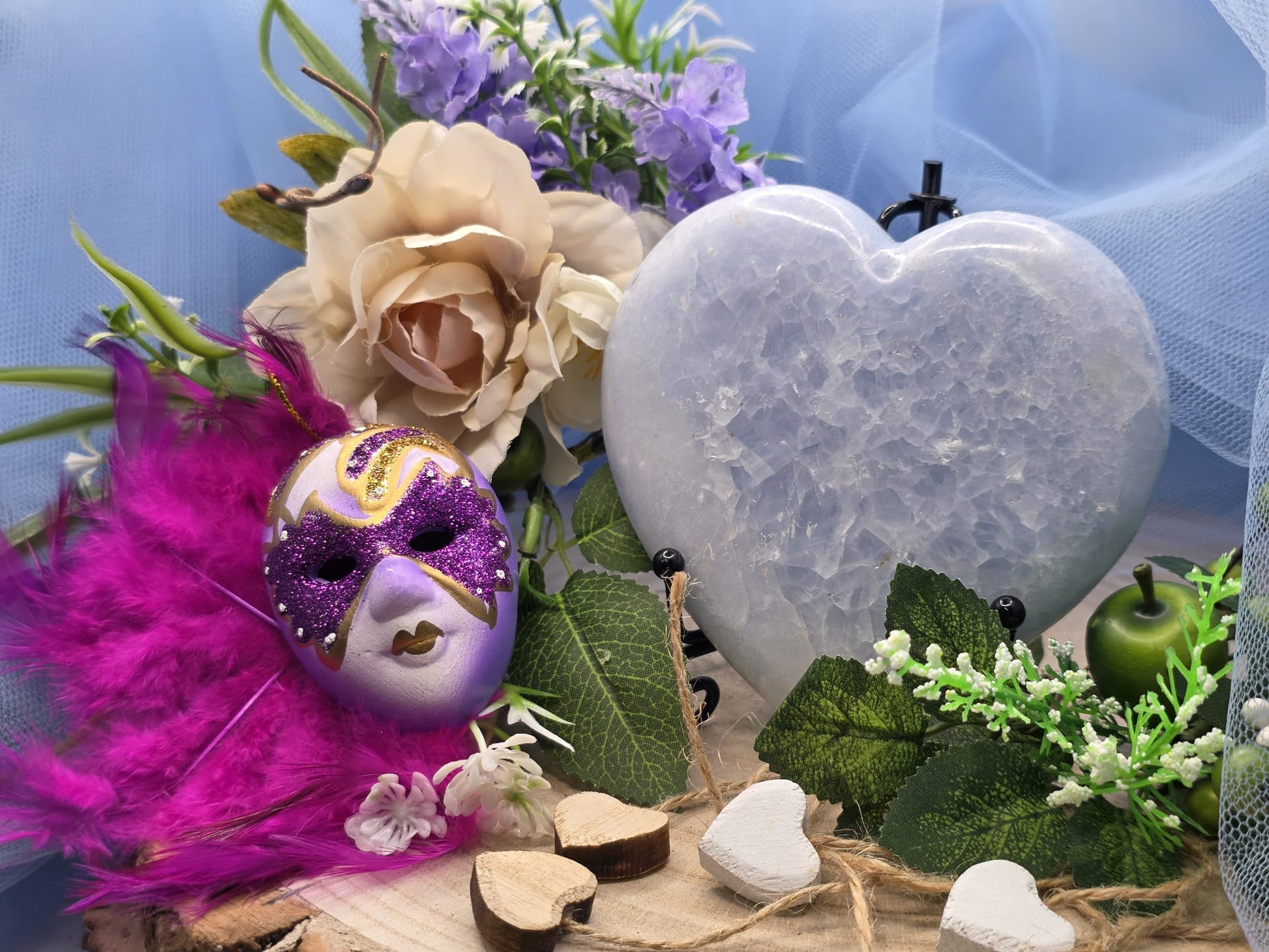 Cuore calcite azzurra naturale