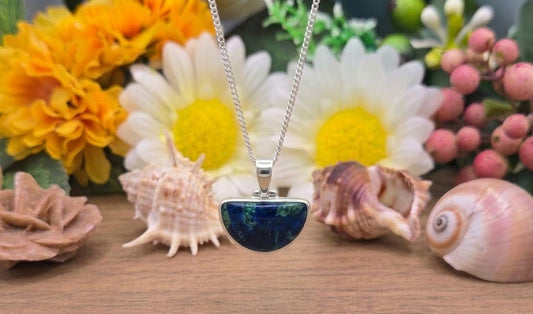 Ciondolo Azzurrite naturale su argento