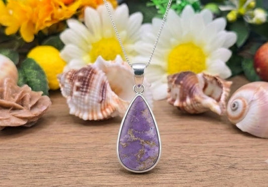 Ciondolo Fosfosiderite naturale su argento
