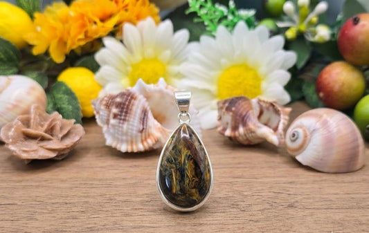 Ciondolo Goccia Pietersite naturale su argento