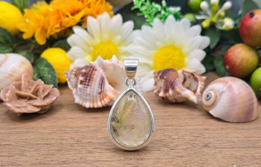 Ciondolo Quarzo rutilato naturale su argento