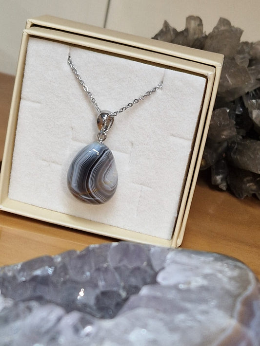 Ciondolo burattato agata pietra naturale