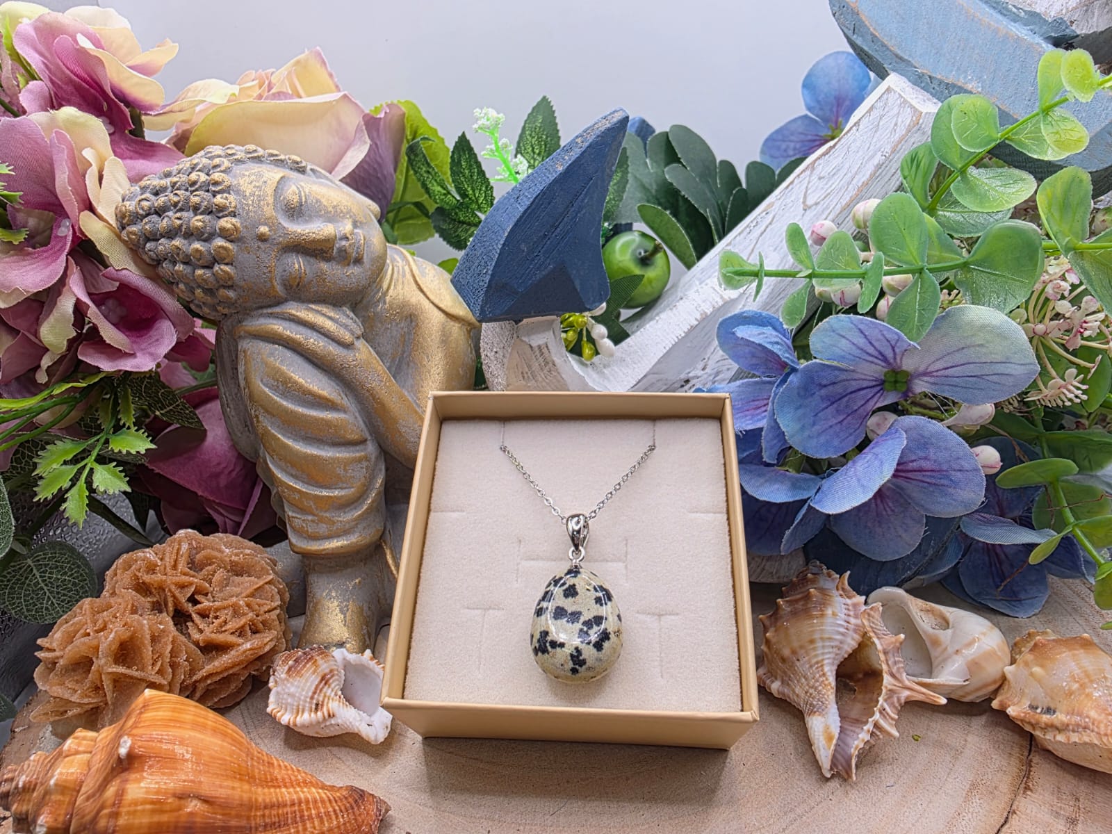 Ciondolo burattato diaspro dalmata pietra naturale