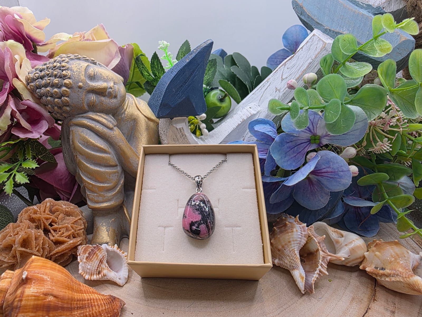 Ciondolo burattato rodonite pietra naturale