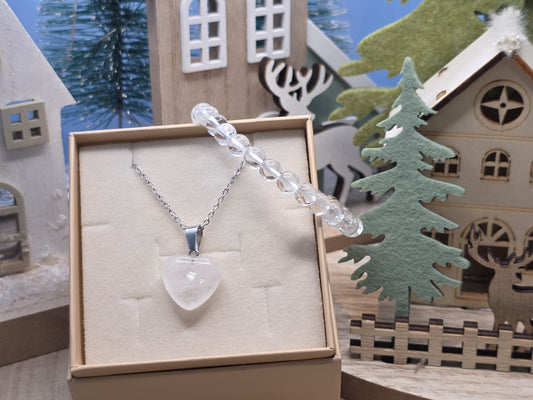 Ciondolo con bracciale Quarzo ialino pietra naturale