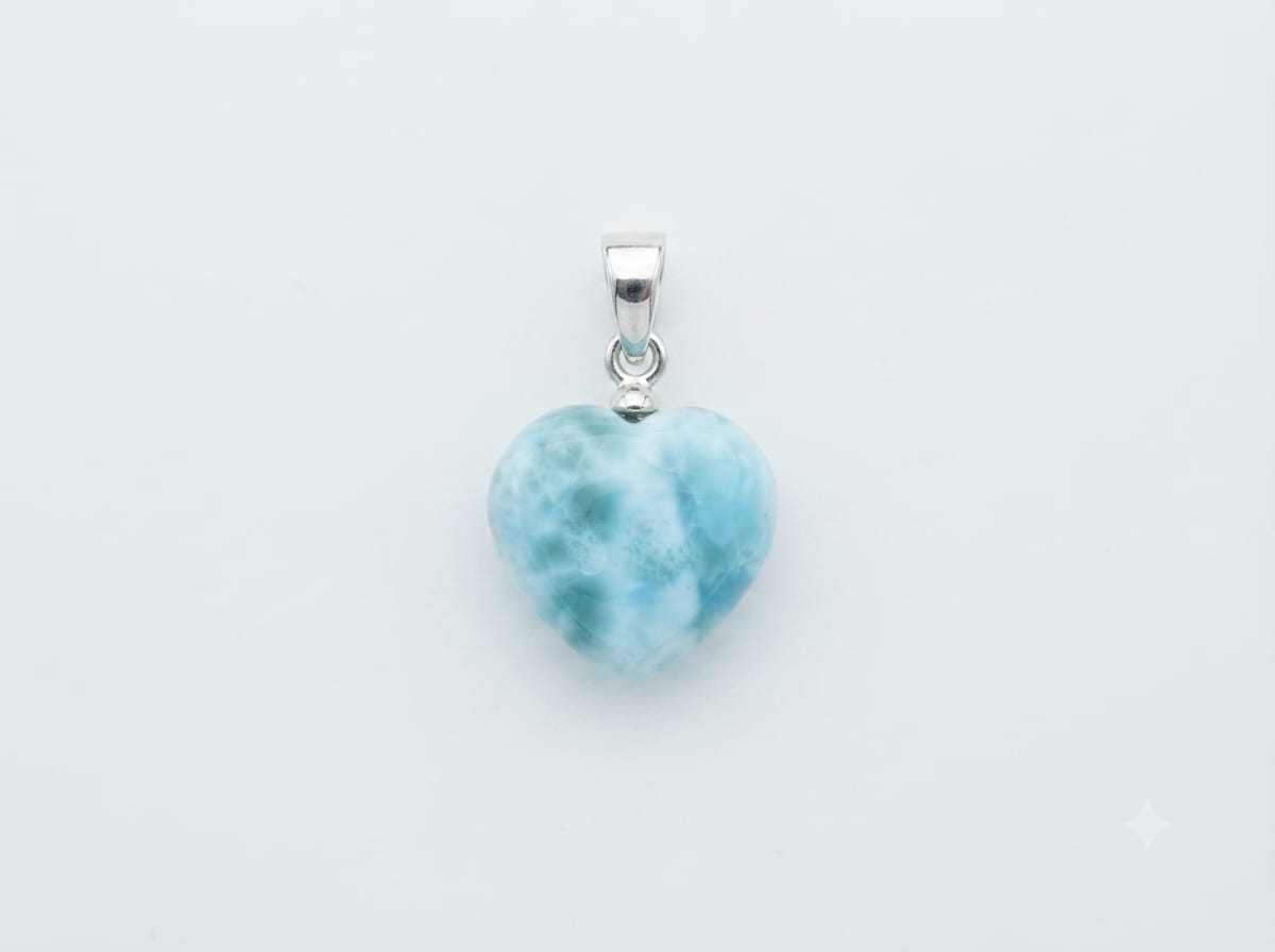 Ciondolo cuore piccolo Larimar e argento dettaglio