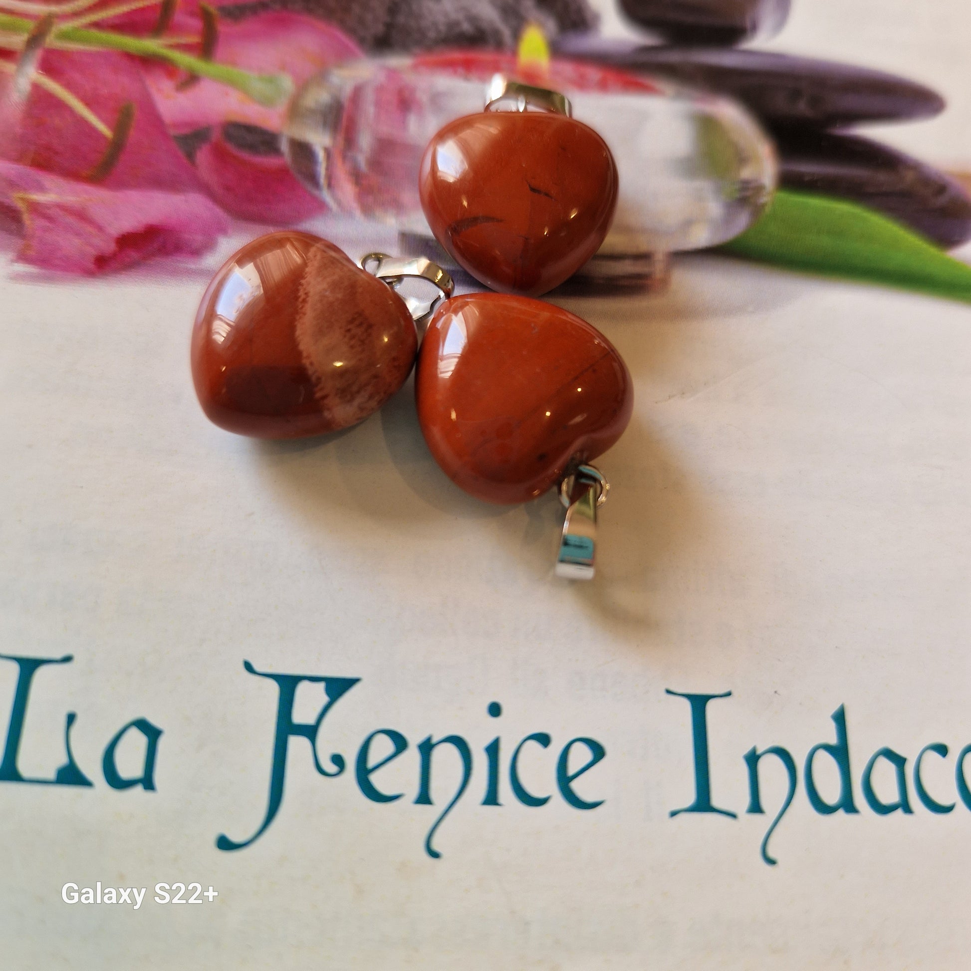 Ciondolo cuoricino diaspro rosso pietra naturale