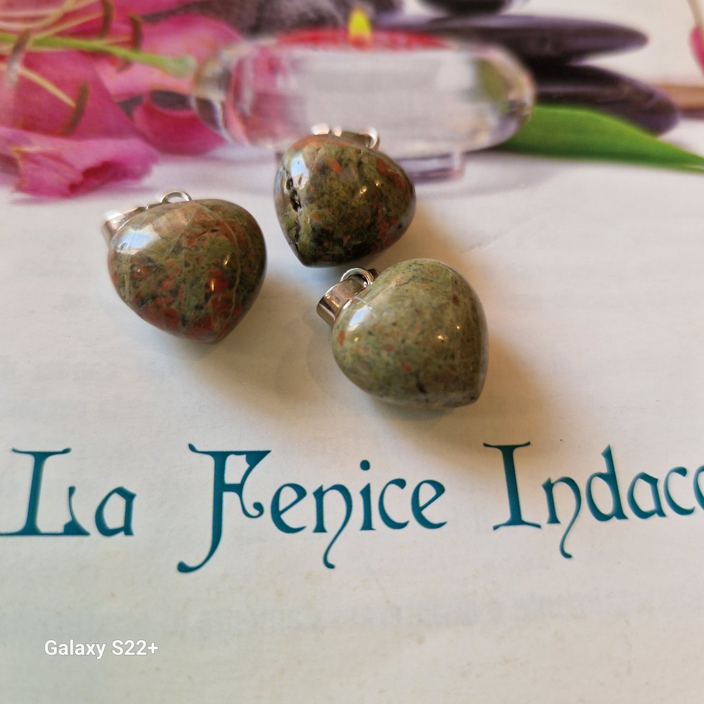 Ciondolo cuoricino unakite