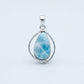 Ciondolo goccia Larimar su argento dettaglio 