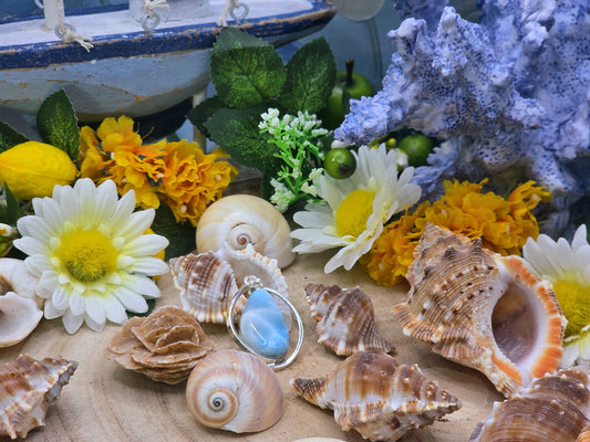 Ciondolo goccia in Larimar su argento