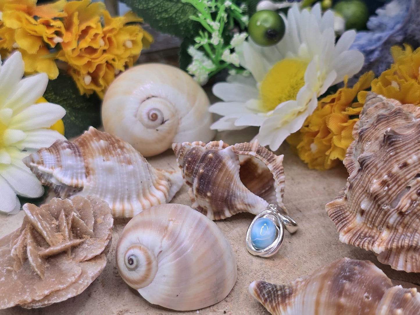 Ciondolo goccia mini in Larimar su argento