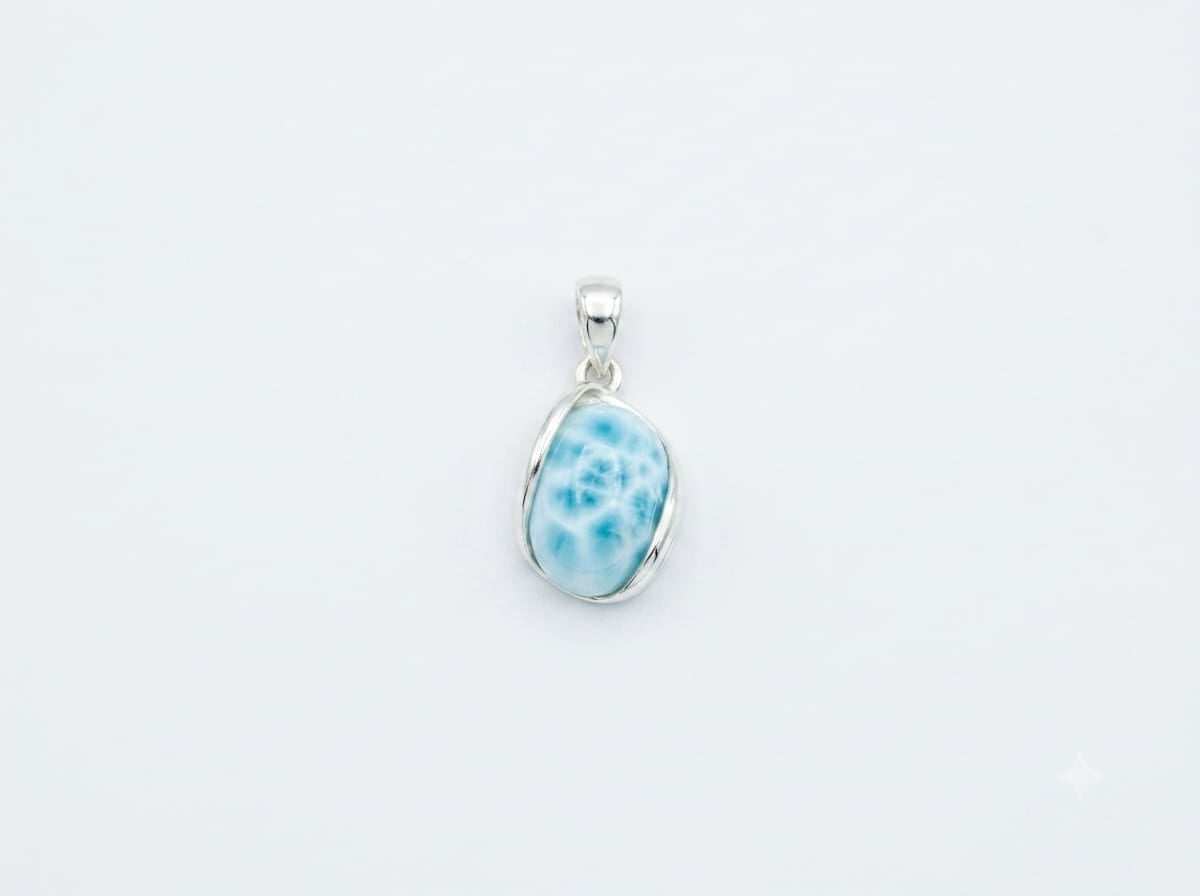 Ciondolo ovale grande in Larimar naturale dettaglio