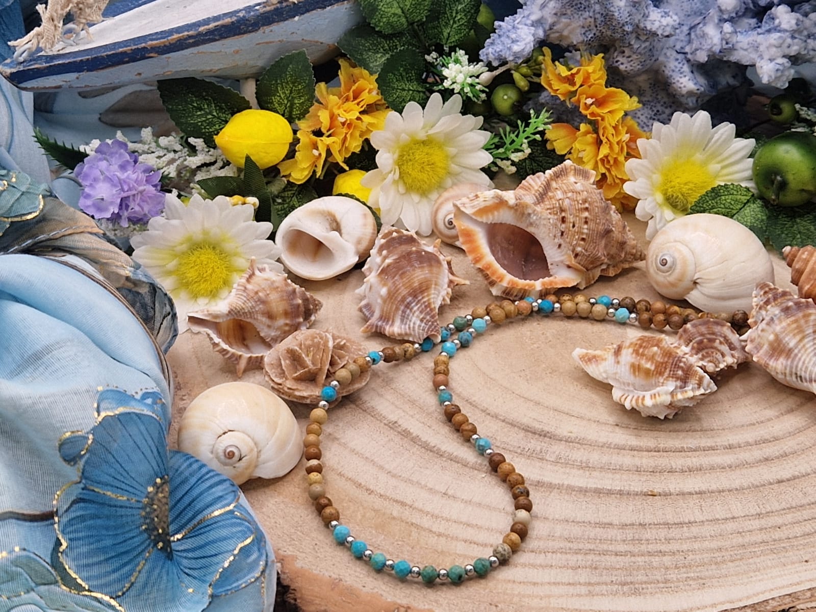 Collana Turchese e pietra paesina naturali