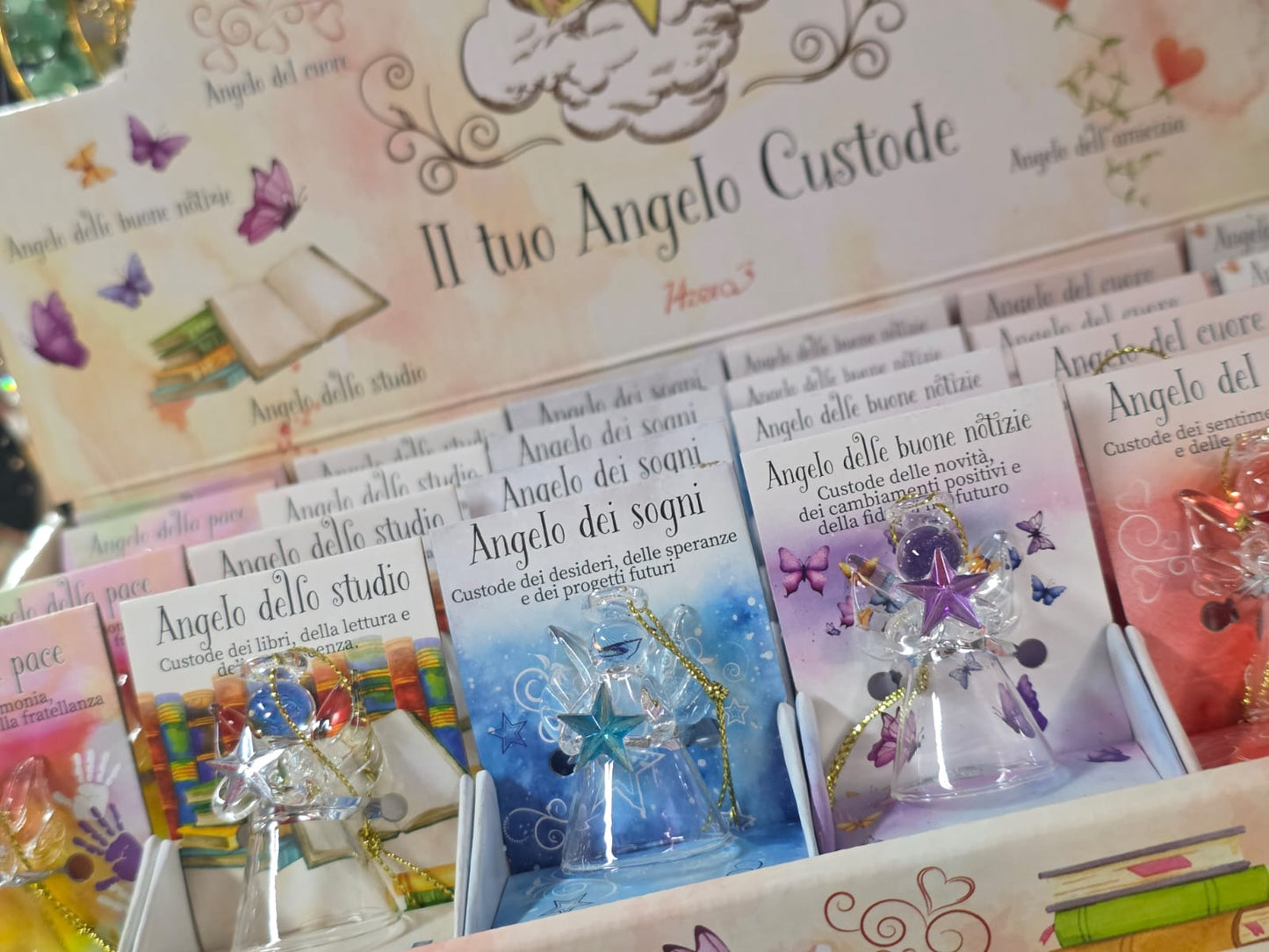 Figurina angelo custode con pietra naturale