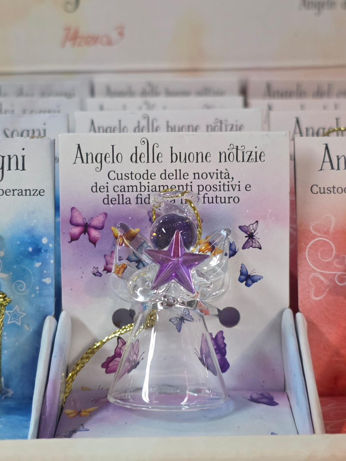 Figurina angelo custode con pietra naturale ametista