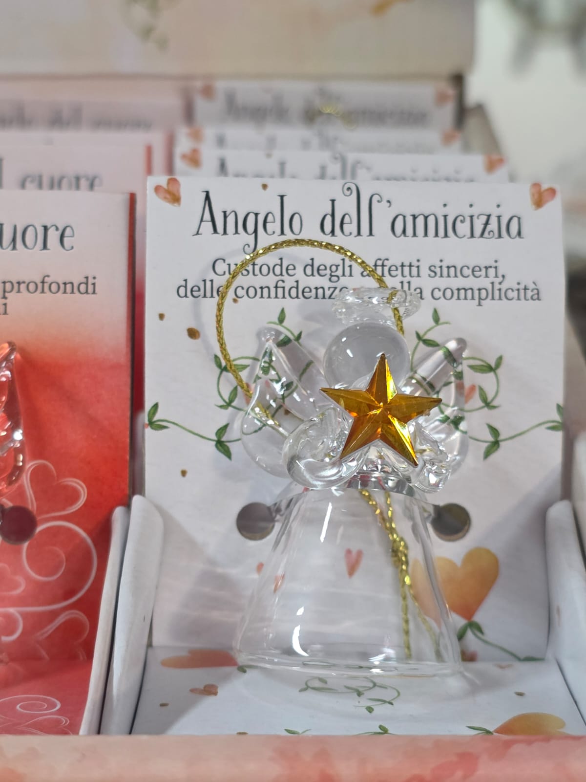 Figurina angelo custode con pietra quarzo citrino 