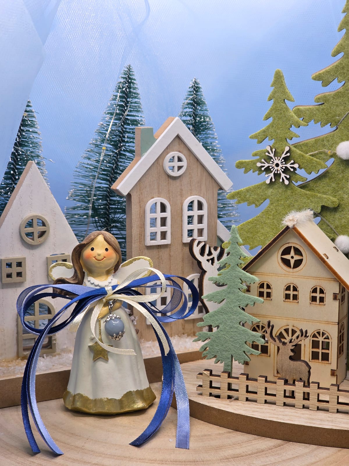 Figurina angioletto con ciondolo pietra naturale angelite