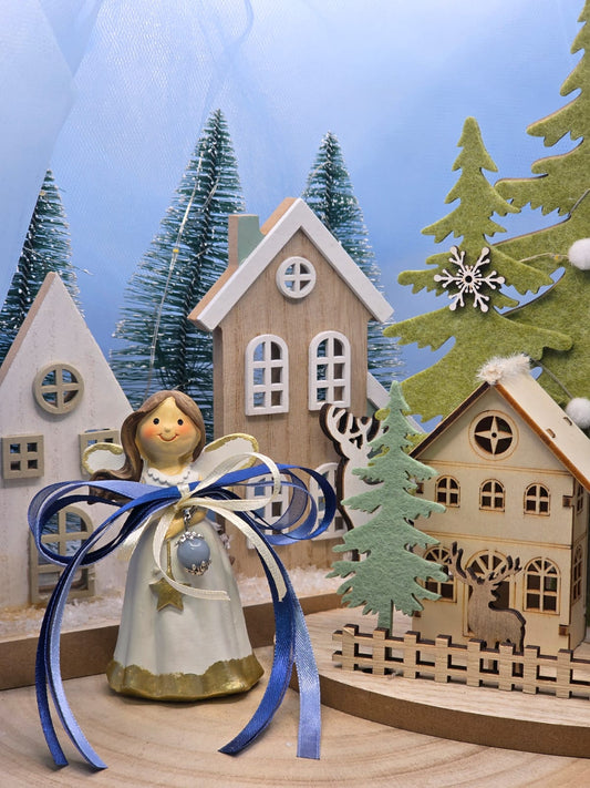 Figurina angioletto con ciondolo pietra naturale angelite