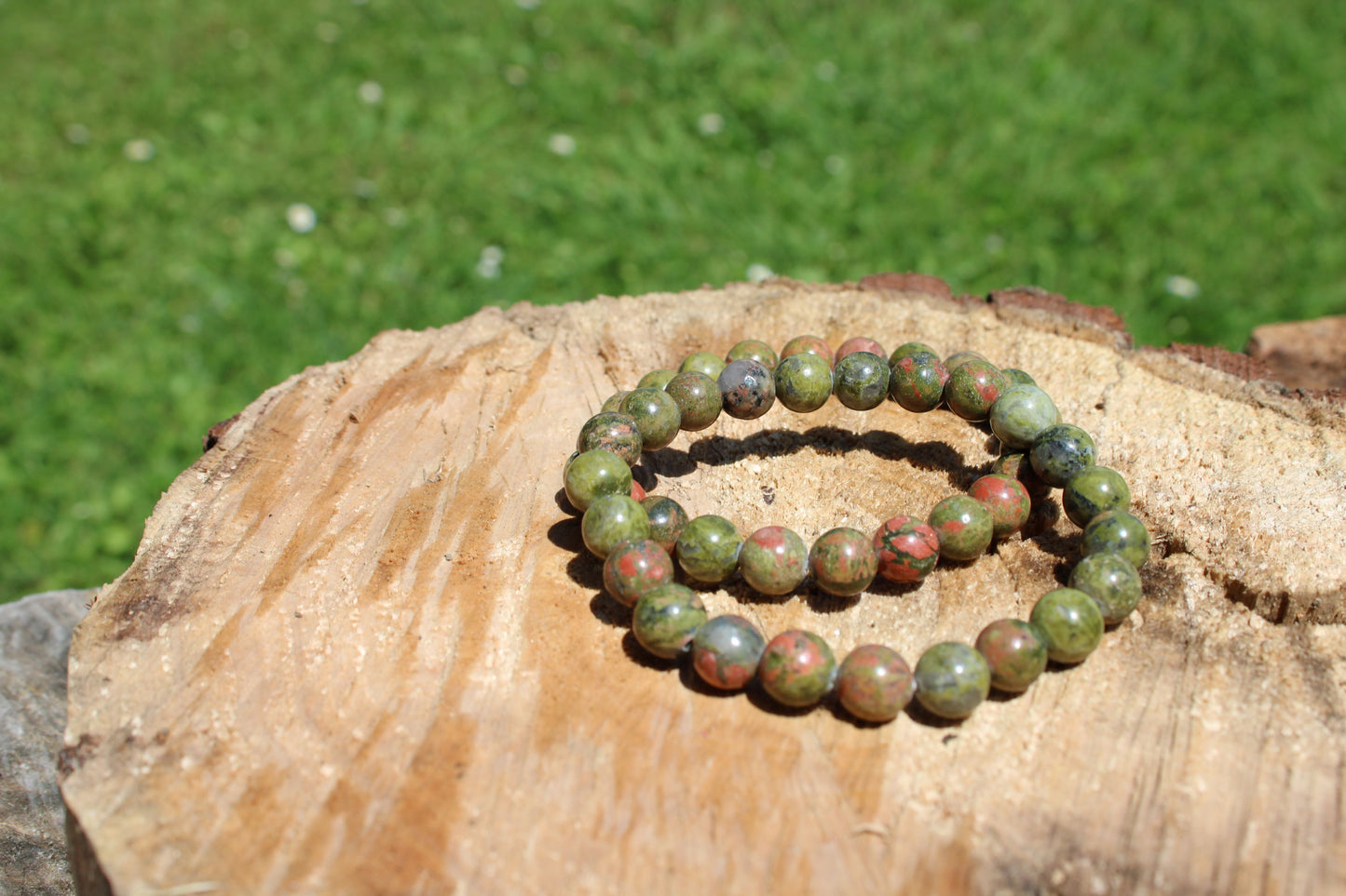 Bracciale 8 mm unakite pietra naturale