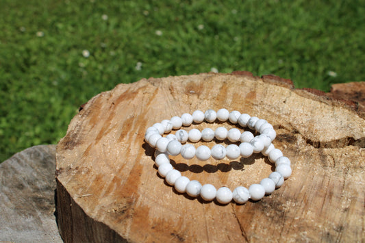 Bracciale 8 mm magnesite pietra naturale