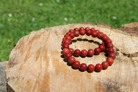 Bracciale 8 mm diaspro rosso pietra naturale