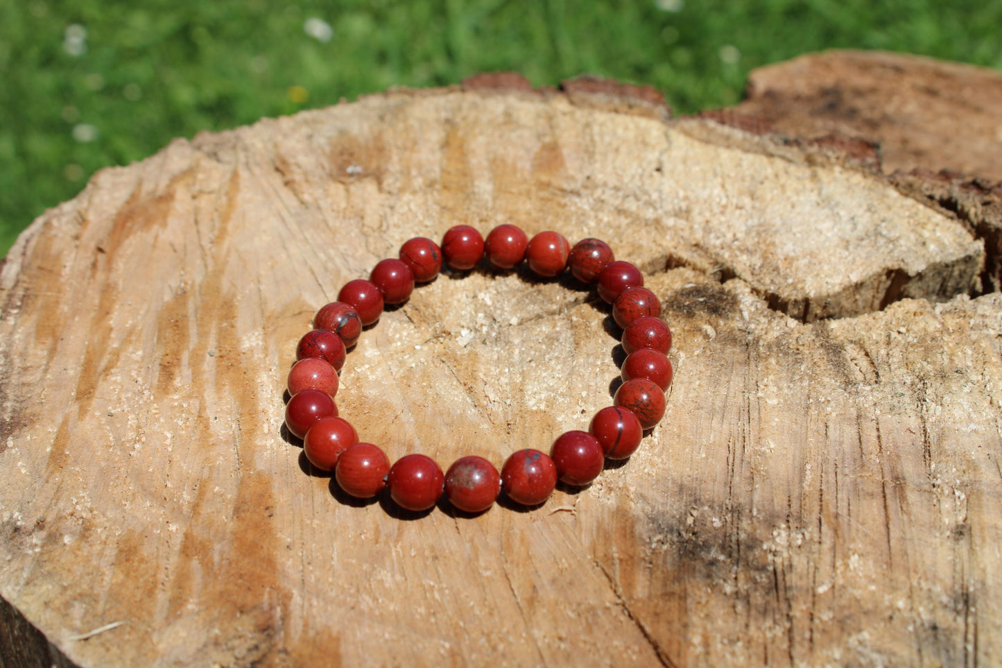 Bracciale 8 mm diaspro rosso pietra naturale