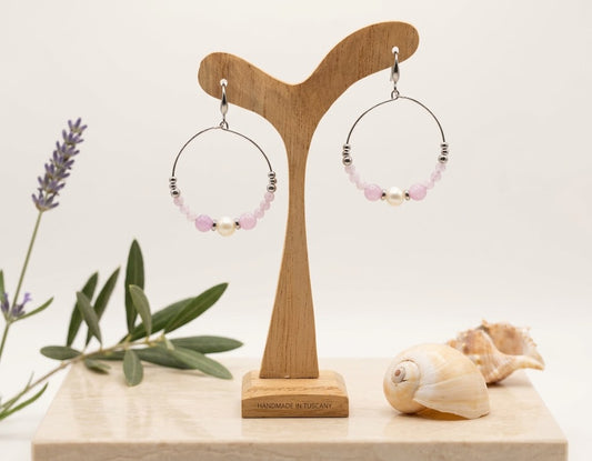 Orecchini Kunzite e perla naturale 4