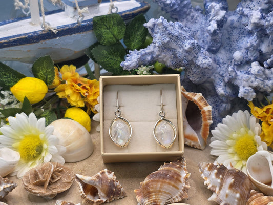 Orecchini Labradorite bianca naturale in argento