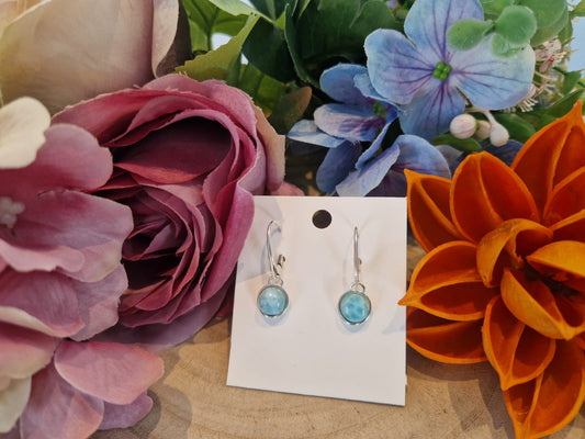 Orecchini pendenti Larimar pietra naturale