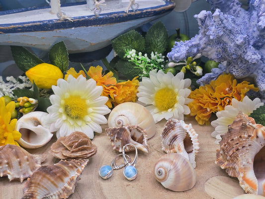 Orecchini pendenti in Larimar naturale su argento 