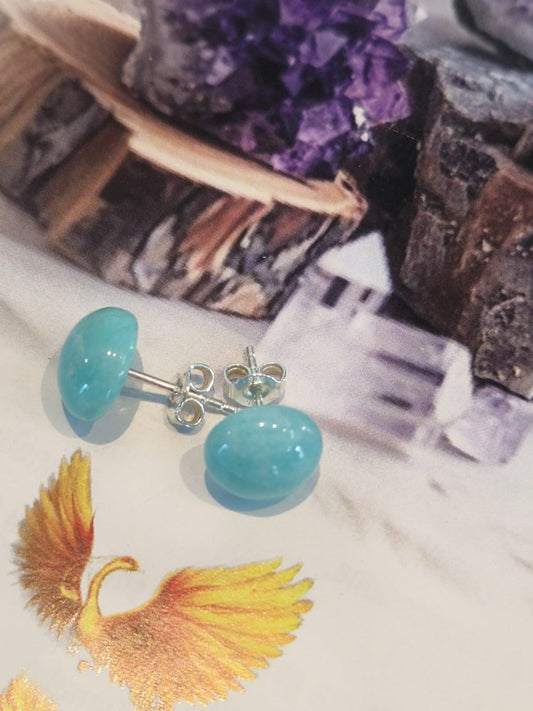 Orecchini perno 10 mm amazzonite