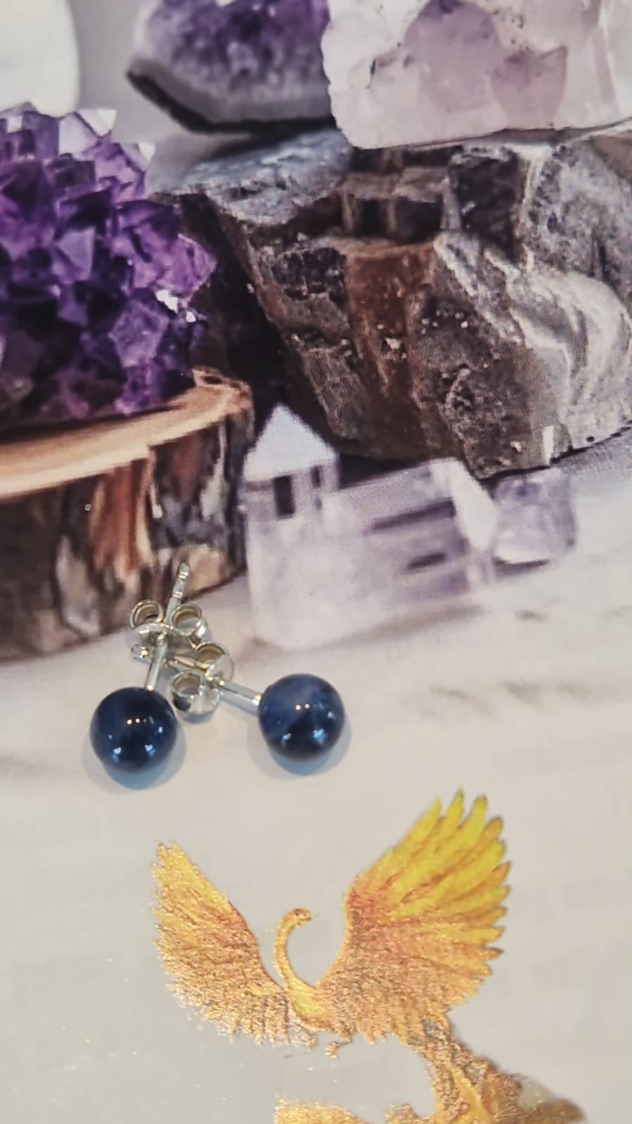 Orecchini perno 6mm sodalite naturale