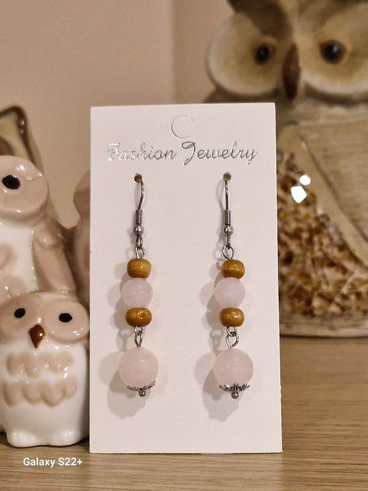 Orecchini quarzo rosa pietra naturale