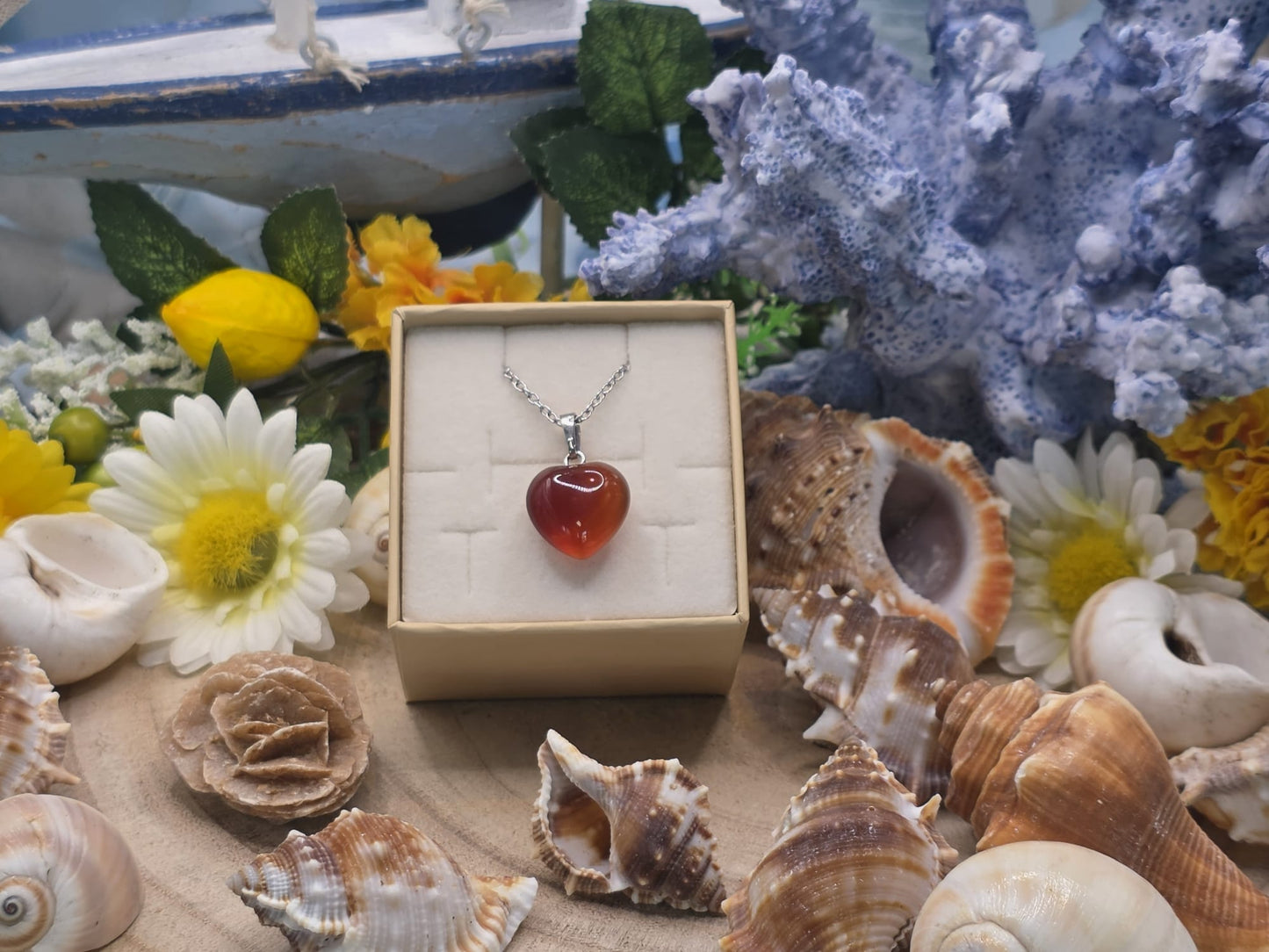 Ciondolo cuore Corniola pietra naturale