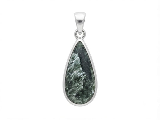 Ciondolo Serafinite naturale su argento