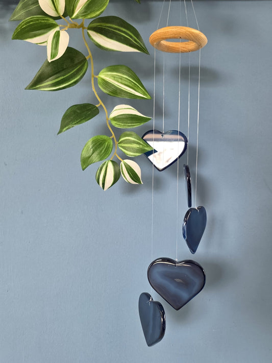 Campana a vento cuore Agata blu