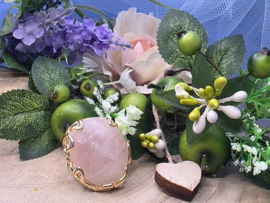 anello quarzo rosa naturaale
