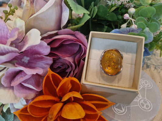 Anello Ambra e argento