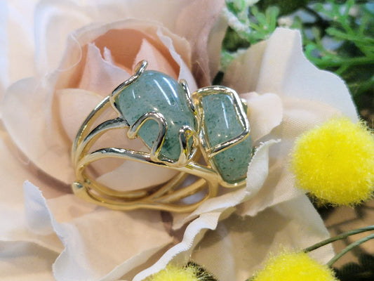 Anello avventurina verde pietra naturale