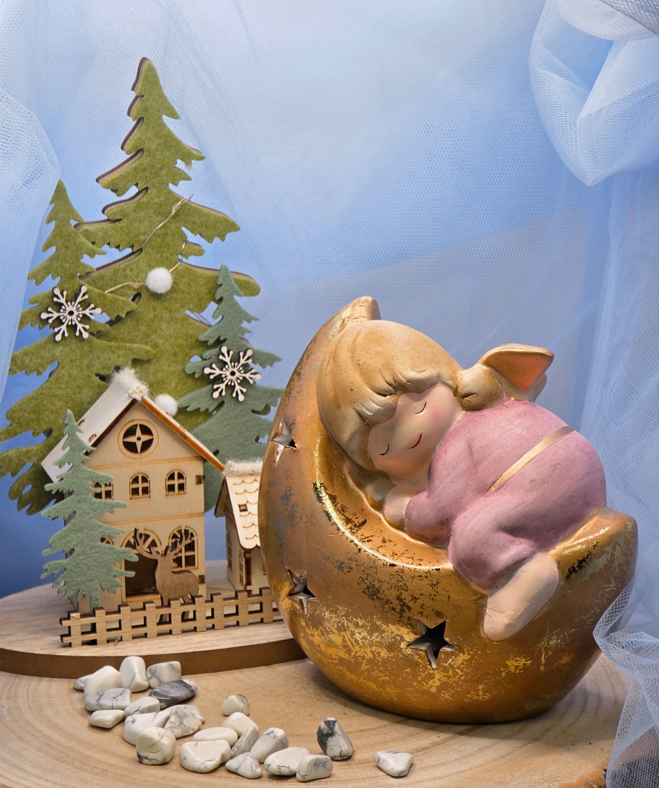 Statuina angelo con luna