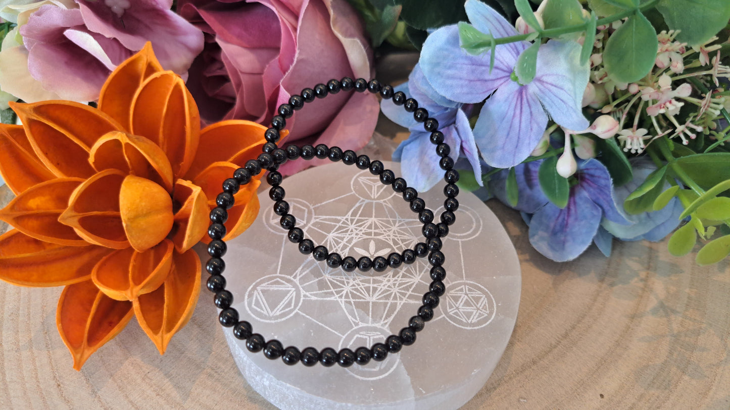 Bracciale 4mm Tormalina Nera pietra naturale