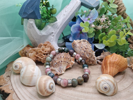 Bracciale Agata Muschiata e Rodonite