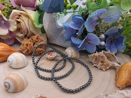 Bracciale 4mm ematite pietra naturale protettiva