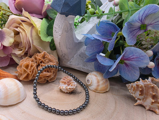 Bracciale 4mm ematite pietra naturale protettiva