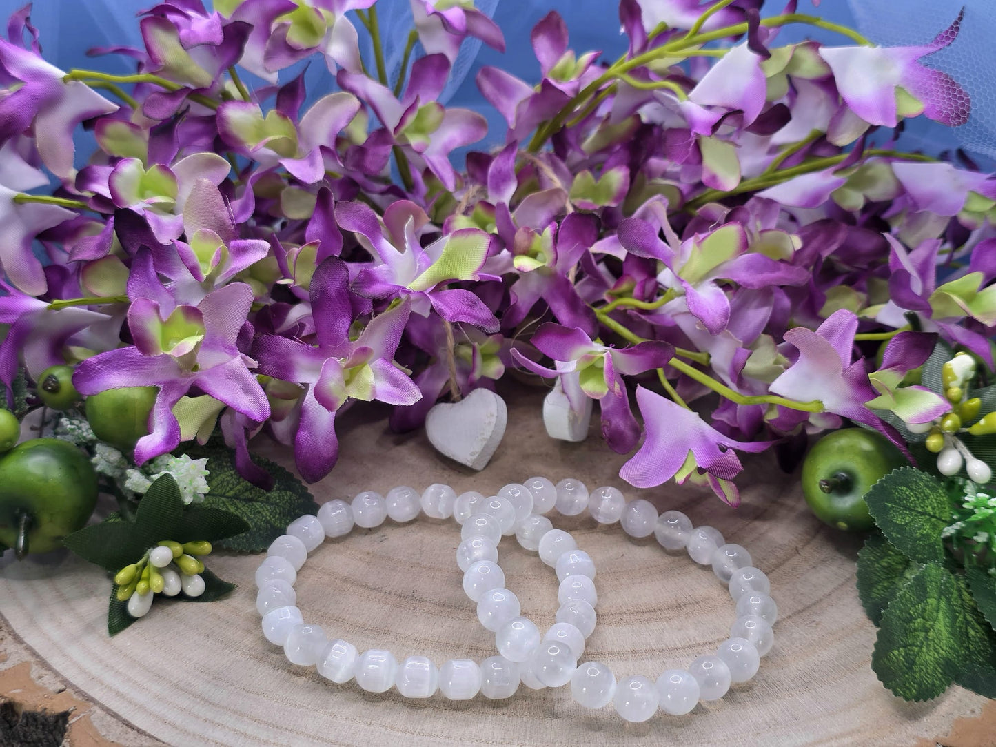 bracciale 8mm selenite naturale