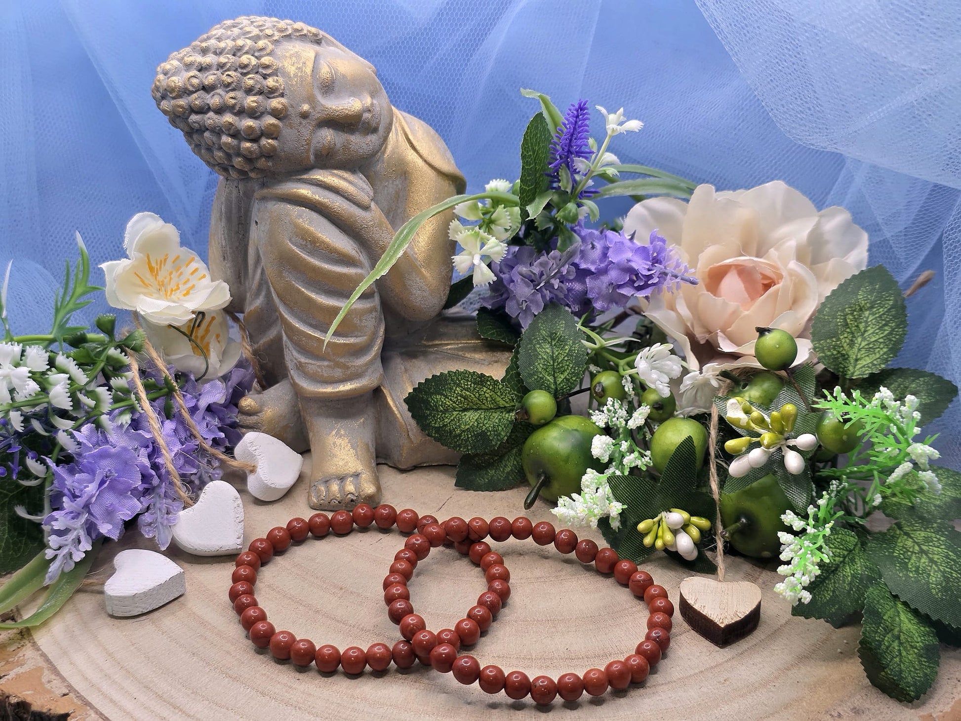 bracciale 6mm Diaspro rosso natur
