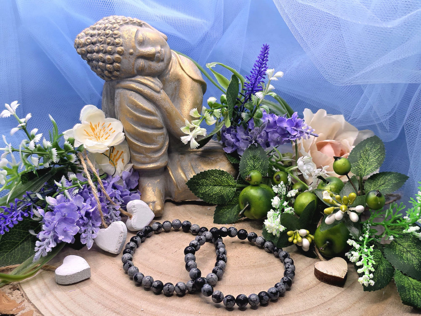 bracciale 6mm fiocco di neve  naturale