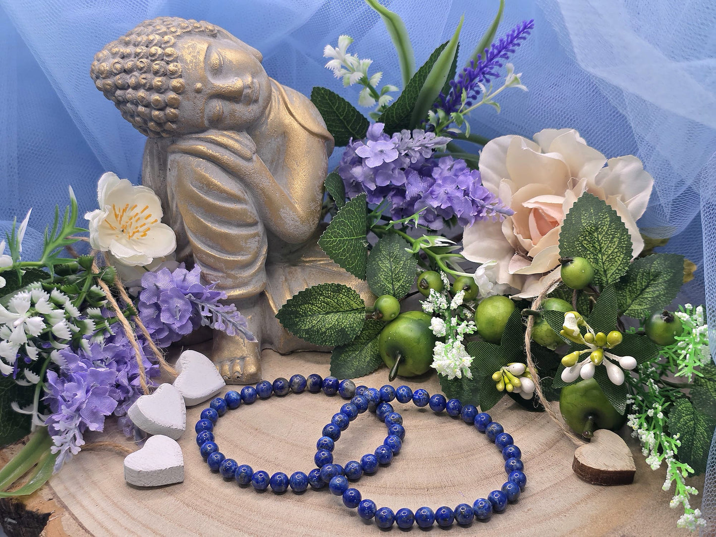 bracciale 6mm Lapislazzuli naturale